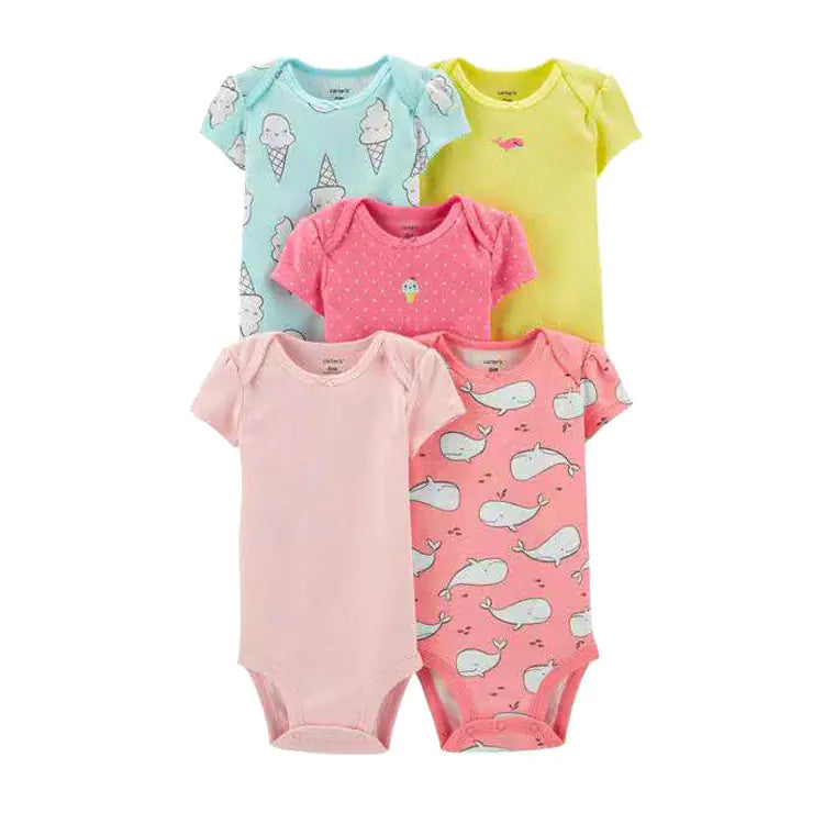 2020 Summer Baby Cotton Short Sleeve Rompers Set