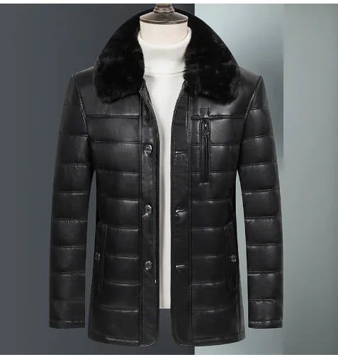 Men's Winter Jacket with Fox Fur Collar (Thick Coat)  sizes including M, L, XL, XXL, and 3XL  weight of just 1.33 kg,