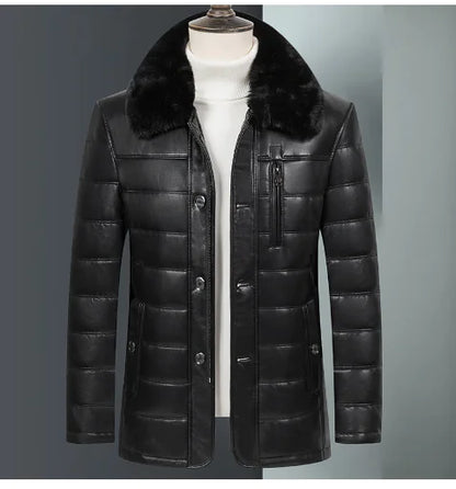Men's Winter Jacket with Fox Fur Collar (Thick Coat)  sizes including M, L, XL, XXL, and 3XL  weight of just 1.33 kg,
