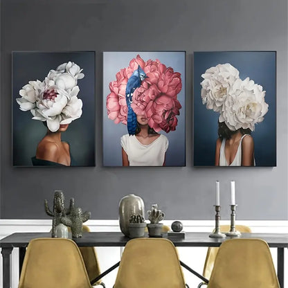 3pcs Frameless Abstract Floral Canvas Wall Art Set  20x25cm or 30x40cm