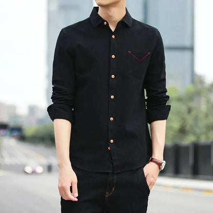 Men's Slim Fit Casual Cotton Long Sleeve Shirt 2020