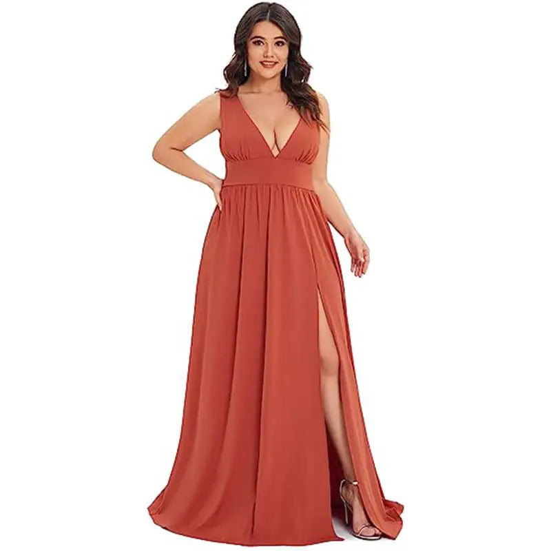 Deep V-neck Sleeveless Swing Dress