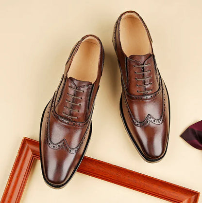 Men's Pointed Toe Leather Shoes - Korean British Style
