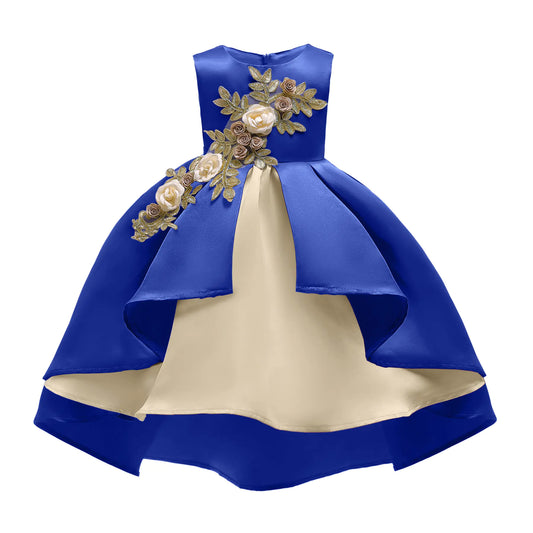 Embroidered Girls' Princess Vest Skirt Dress