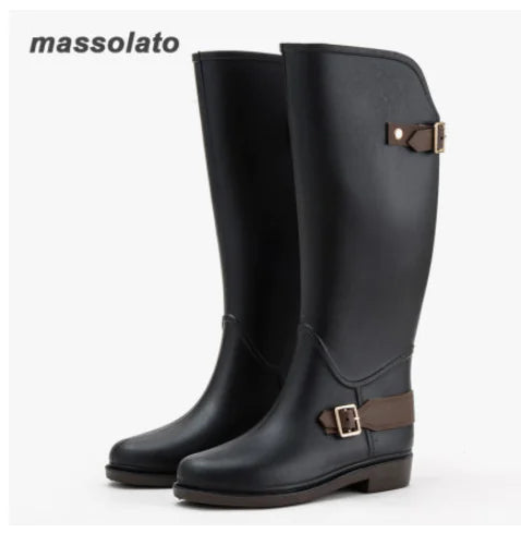 Ladies Long Tube Fashion Rubber Outer Wear Shoes