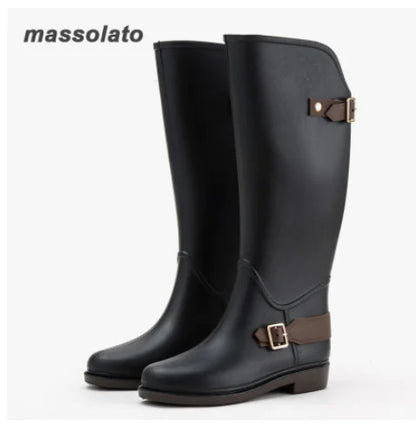 Ladies Long Tube Fashion Rubber Outer Wear Shoes