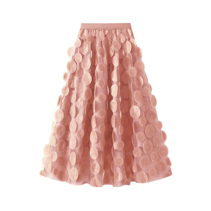 3D Polka Dot Black Mesh Skirt