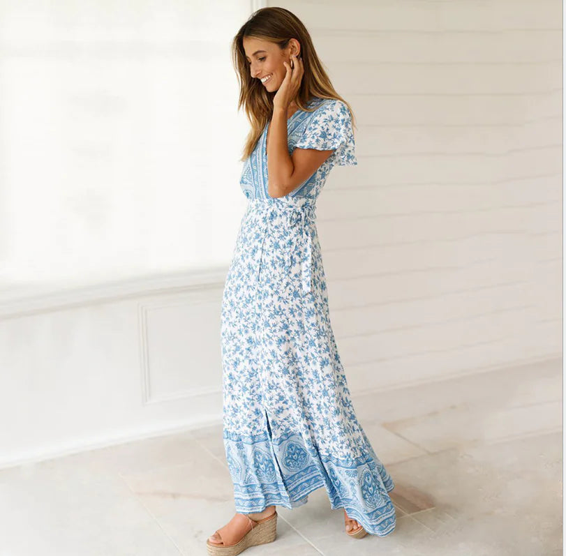 Printed Long Dress - Sexy Floral Maxi Dress S to XXXL