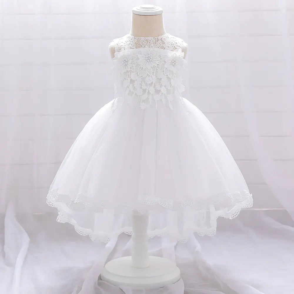 Lace Flower Pearl Flower Girl Dress for Kids  70cm to 90cm,