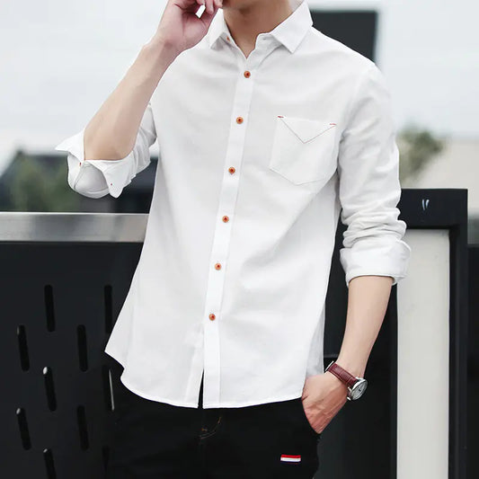 Men's Slim Fit Casual Cotton Long Sleeve Shirt 2020