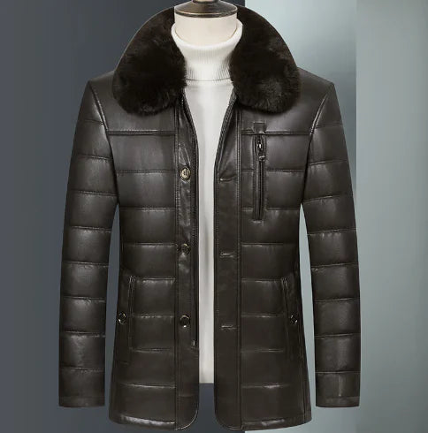 Men's Winter Jacket with Fox Fur Collar (Thick Coat)  sizes including M, L, XL, XXL, and 3XL  weight of just 1.33 kg,