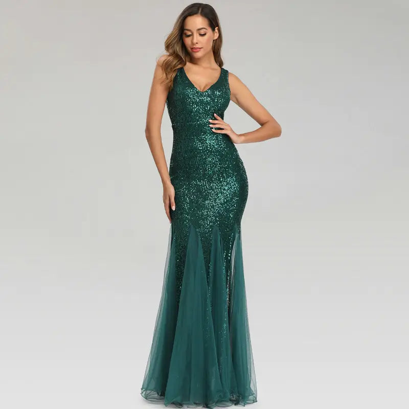 2024 Sequin Mesh Plus Size Mermaid Evening Dress