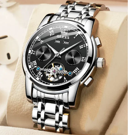 Waterproof Luminous Mechanical Men's Watch with Stainless Steel Strap