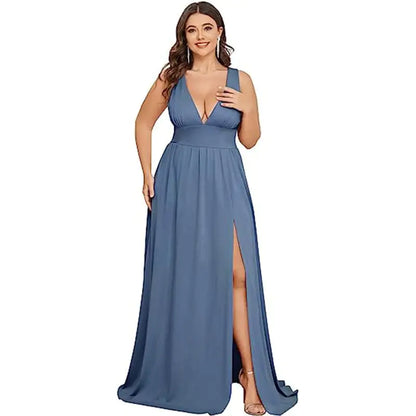 Deep V-neck Sleeveless Swing Dress