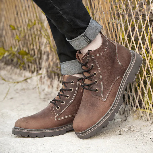 Vintage High-Top Men's Leather Work Boots