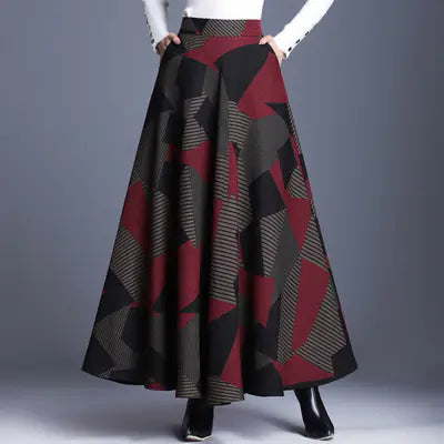 Geruite A-lijn Midi Rok met Hoge Taille – Herfst/Winter Must-Have