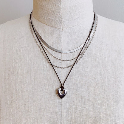 Perfectly Layered Heart & Chain Necklace – 4-Lagen Boho Chic