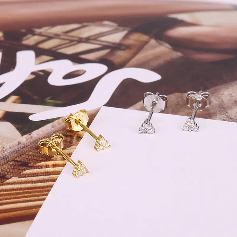 S925 Silver Stud Earrings with Zirconia Accents