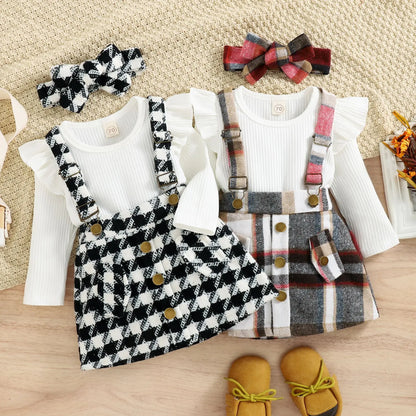 Cotton Striped Baby Romper and Skirt Set for Girls