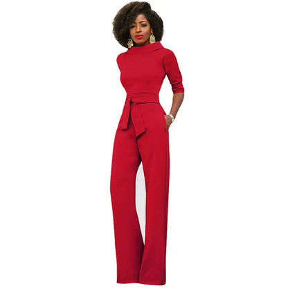 Fashionable Women's Solid Color High Waist Jumpsuit  sizes S t/m XL (of maat 34 t/m 44,
