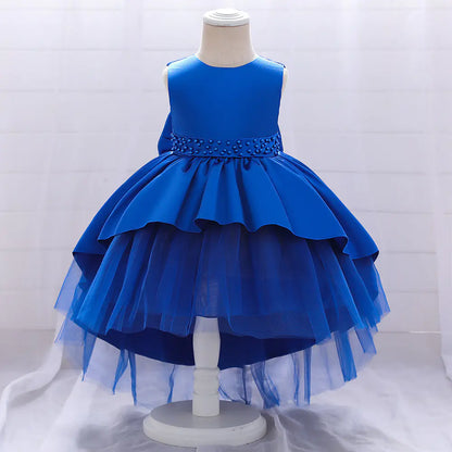 2024 New Girls' Dress with Bow and Tulle Princess Skirt