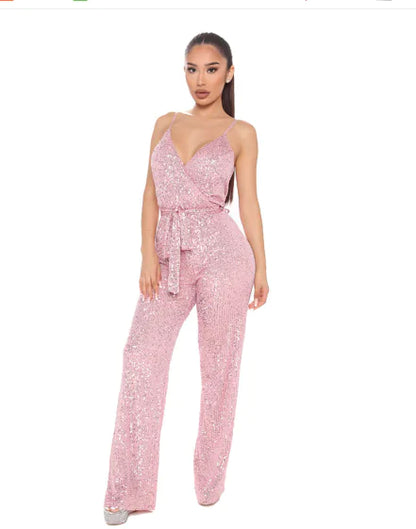 Sleeveless Backless Sequin Slim Fit Jumpsuit – Party Ready Glam