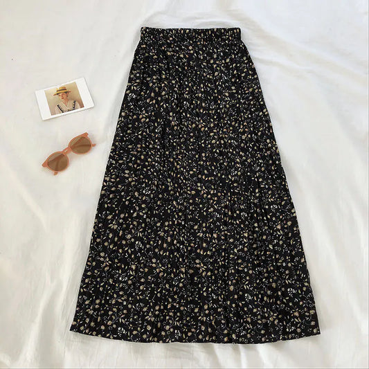 Floral Embossed High Waist Slim A-line Skirt