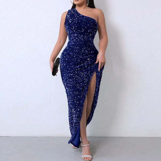 Summer 2024 Sequin Sleeveless Pencil Dress with Slit Available in sizes S to XXL
