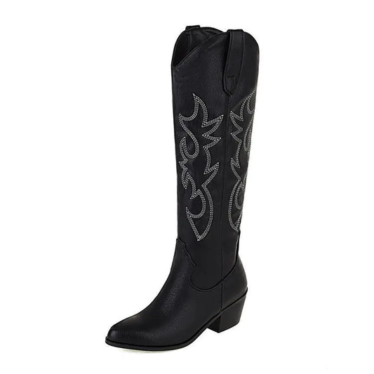 V Cut Western Cowboy Boots for Women - High Heel Design