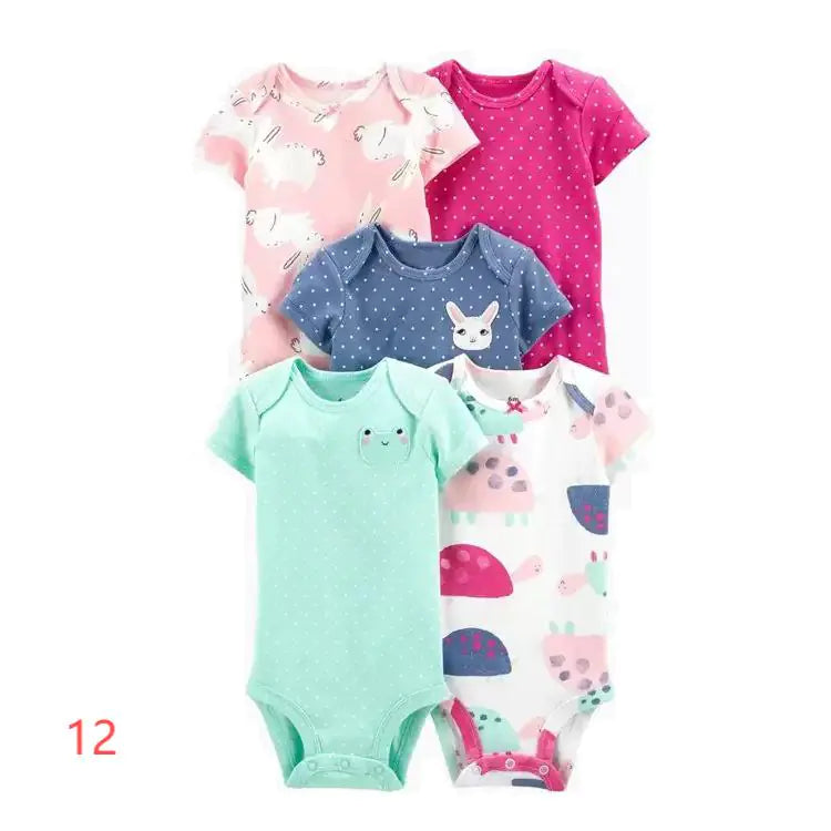 2020 Summer Baby Cotton Short Sleeve Rompers Set