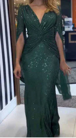 Black Sequin Long Evening Dress