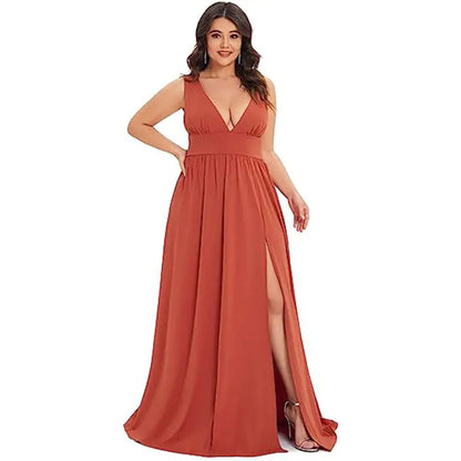 Deep V-neck Sleeveless Swing Dress