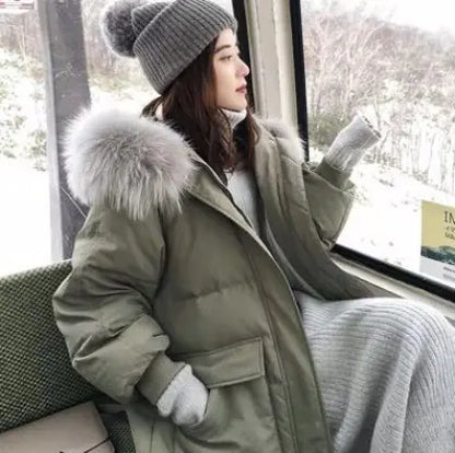 Women's Mid-Length Down Cotton Jacket – Korean Style – Gratis Wereldwijde Verzending