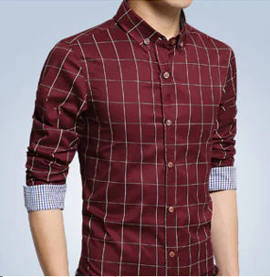 Men's Slim Fit Printed Checkered Shirt