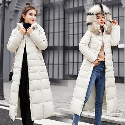 Women's Long-Length Down Cotton Coat – Slim Fit & Stylish – Gratis Wereldwijde Verzending