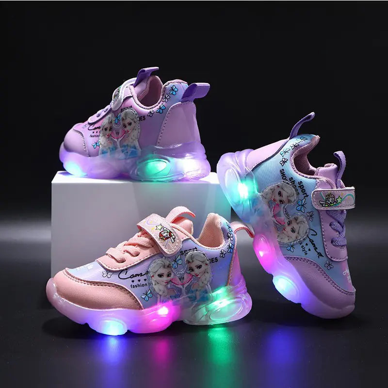 2021 New Korean Elsa LED Light-Up Sneakers for Kids