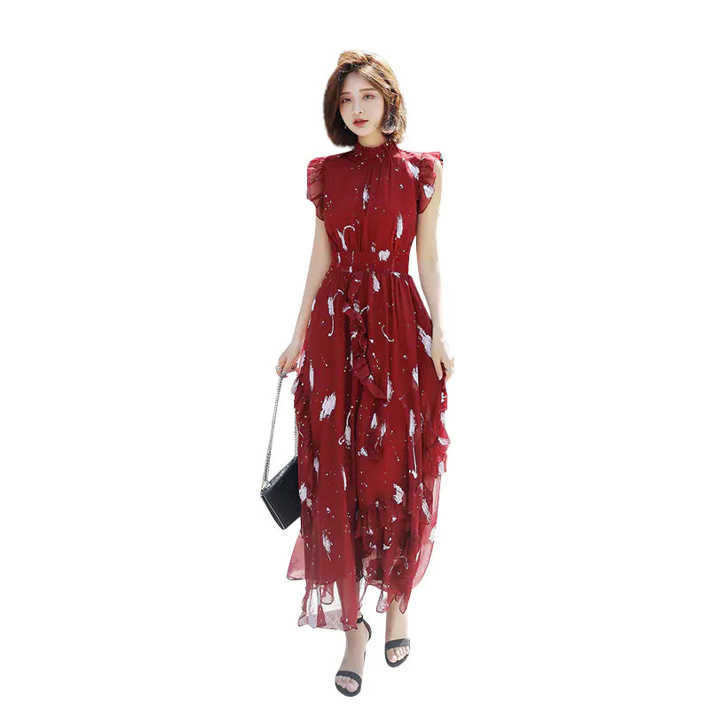 Feather Lace Long Dress