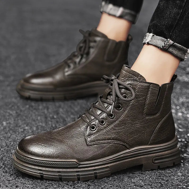 Trendy Men's High-Top Martin Leather Work Boots