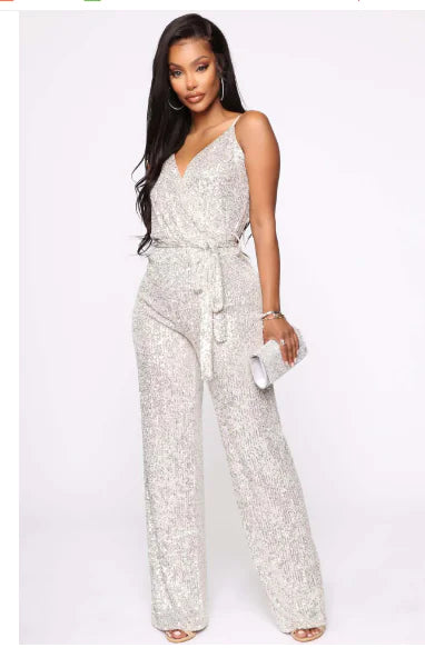 Sleeveless Backless Sequin Slim Fit Jumpsuit – Party Ready Glam