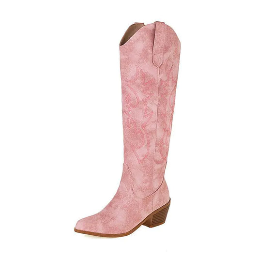V Cut Western Cowboy Boots for Women - High Heel Design