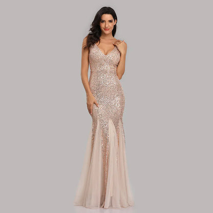 2024 Sequin Mesh Plus Size Mermaid Evening Dress