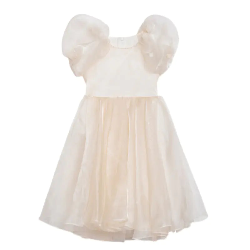 Girls' Puff Sleeve Mesh Princess Dress sizes: 90cm, 100cm, 110cm, 120cm