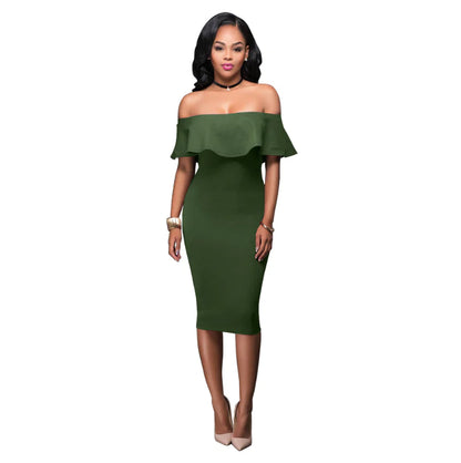 Fashionable Off-Shoulder Bodycon Dress sizes ranging from S to XXL