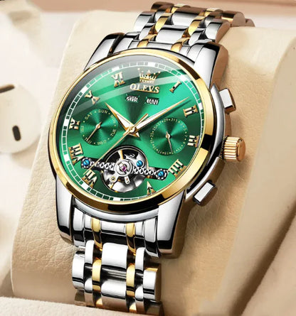 Waterproof Luminous Mechanical Men's Watch with Stainless Steel Strap