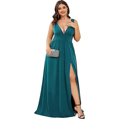 Deep V-neck Sleeveless Swing Dress