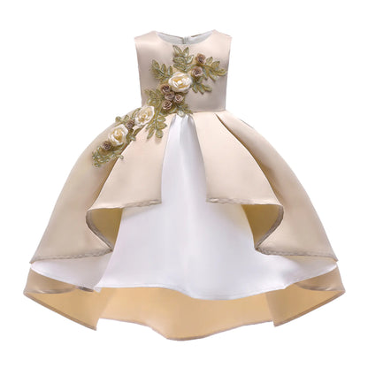 Embroidered Girls' Princess Vest Skirt Dress