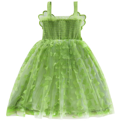 Children's Green Butterfly Mesh Skirt Dress