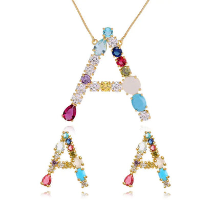 colorful Letter Necklace with Letter Earrings and Pendant – Persoonlijk & Speels