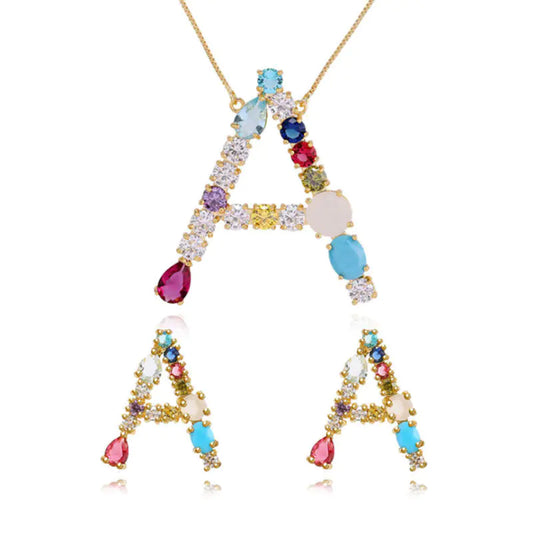 colorful Letter Necklace with Letter Earrings and Pendant – Persoonlijk & Speels