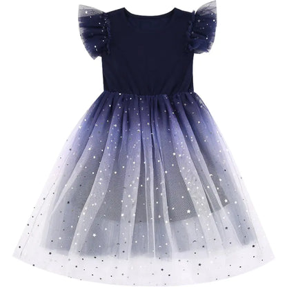 Summer Gradient Starry Princess Dress for Girls